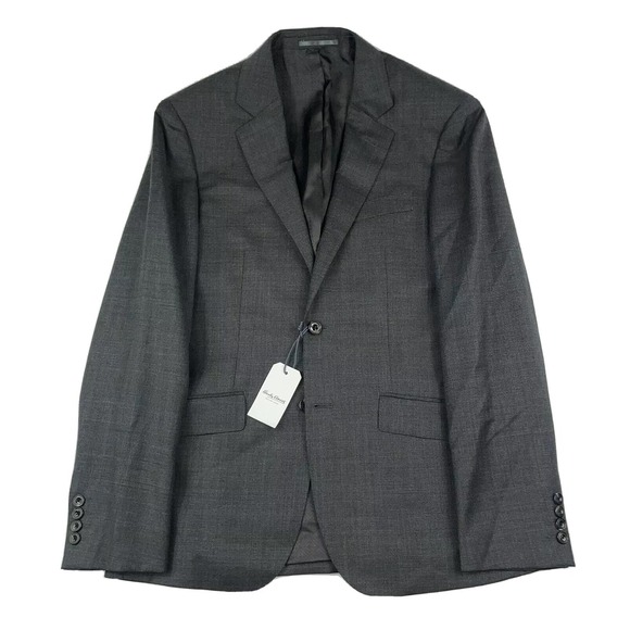 Hardy Amies Gray Pure Wool Mens Microchecked Blazer Size 38R NWT